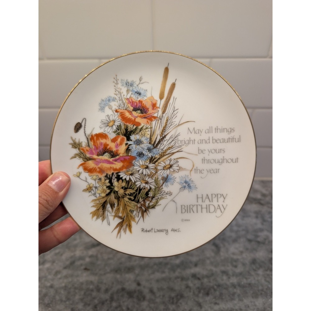 Vintage Kitschy Lasting Memories Happy‎ Birthday Plate